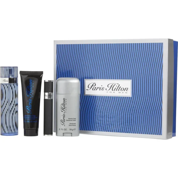 Paris Hilton EDT (Caballero) - 4 Pc SP 100 ml; DEO 80 ml; SG 90 ml; SP Mini